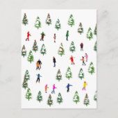 Ice Skaters Pine │ ijsschaatsen kerstwinter Briefkaart (Voorkant)