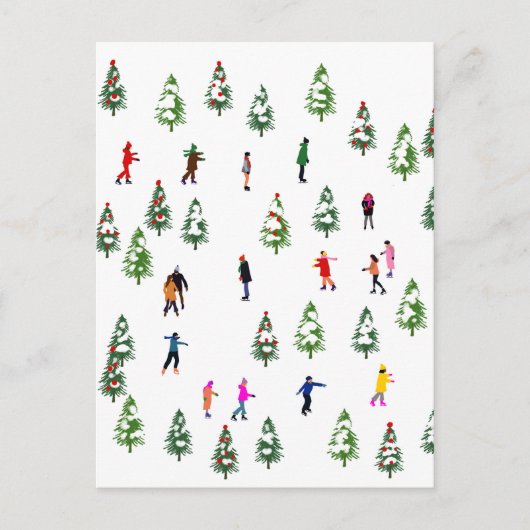 Ice Skaters Pine │ ijsschaatsen kerstwinter Briefkaart (Voorkant)
