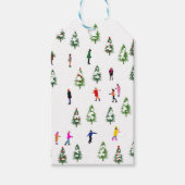 Ice Skaters Pine │ ijsschaatsen kerstwinter Cadeaulabel (Voorkant)