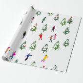 Ice Skaters Pine │ ijsschaatsen kerstwinter Cadeaupapier (Uitgerold)