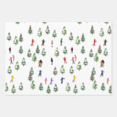Ice Skaters Pine │ ijsschaatsen kerstwinter Inpakpapier Vel (Voorkant 3)