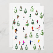 Ice Skaters Pine │ ijsschaatsen kerstwinter Kaart (Voorkant / Achterkant)