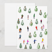 Ice Skaters Pine │ ijsschaatsen kerstwinter Kaart (Voorkant / Achterkant)