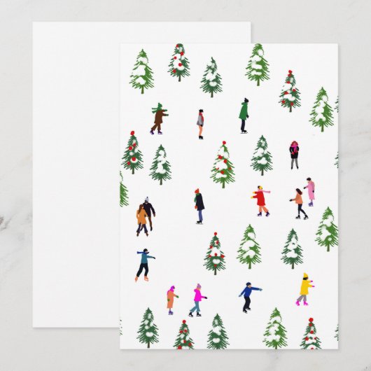Ice Skaters Pine │ ijsschaatsen kerstwinter Kaart (Voorkant / Achterkant)