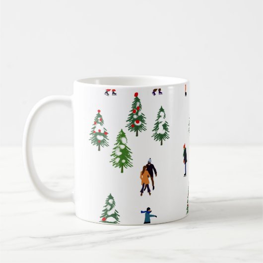 Ice Skaters Pine │ ijsschaatsen kerstwinter Koffiemok (Links)