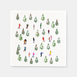 Ice Skaters Pine │ ijsschaatsen kerstwinter Servet
