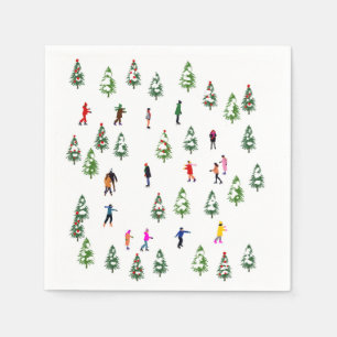 Ice Skaters Pine │ ijsschaatsen kerstwinter Servet