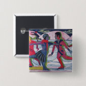 Ice Skaters Vierkante Button 5,1 Cm (Voorkant /achterkant)