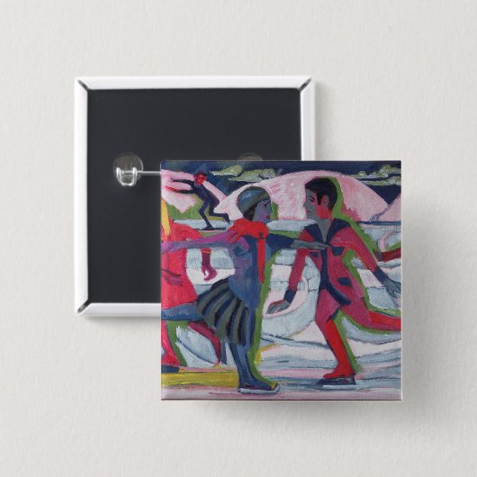 Ice Skaters Vierkante Button 5,1 Cm (Voorkant /achterkant)