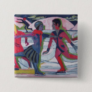Ice Skaters Vierkante Button 5,1 Cm