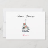 Ice Skates Christmas Vintage Winter Flowers Cute Feestdagenkaart (Voorkant)