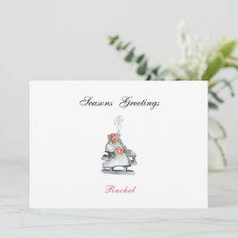 Ice Skates Christmas Vintage Winter Flowers Cute Feestdagenkaart
