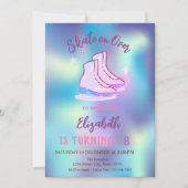 Ice skates Snowflakes Holographic Birthday Kaart (Voorkant)