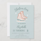 Ice skates Snowflakes Mint Green Birthday Kaart (Voorkant)