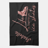 Ice Skatewel blade rosegold schaats leven beter Theedoek (Verticaal)