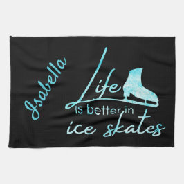 Ice Skatewel blauw schaats blauw blauw leven beter Theedoek