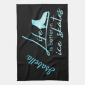 Ice Skatewel blauw schaats blauw blauw leven beter Theedoek (Verticaal)