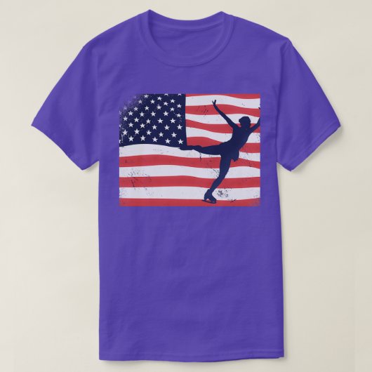 Ice Skating American Flag T-shirt (Design voorkant)