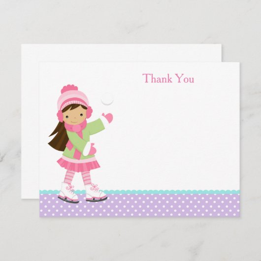 Ice Skating Bedankt kaarten (Voorkant / Achterkant)