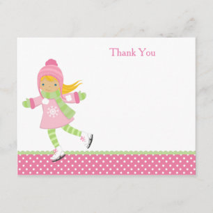 Ice Skating Birthday Dank je wel Bedankkaart