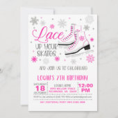 Ice Skating Birthday - Girl - Roze Kaart (Voorkant)