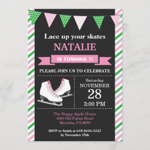 Ice Skating Birthday Invitation 1st Birthday Party Kaart