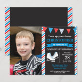 Ice Skating Birthday Invitation 1st Birthday Party Kaart (Voorkant / Achterkant)