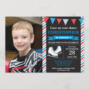 Ice Skating Birthday Invitation 1st Birthday Party Kaart