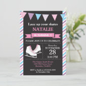 Ice Skating Birthday Invitation 1st Birthday Party Kaart (Staand voorkant)