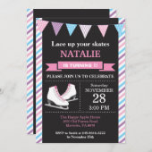 Ice Skating Birthday Invitation 1st Birthday Party Kaart (Voorkant / Achterkant)