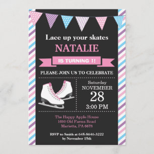 Ice Skating Birthday Invitation 1st Birthday Party Kaart
