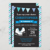 Ice Skating Birthday Invitation 1st Birthday Party Kaart (Voorkant / Achterkant)