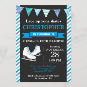 Ice Skating Birthday Invitation 1st Birthday Party Kaart