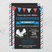 Ice Skating Birthday Invitation 1st Birthday Party Kaart (Voorkant / Achterkant)