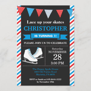 Ice Skating Birthday Invitation 1st Birthday Party Kaart