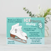Ice Skating Birthday Invitation AQUA Ice Princess Kaart (Staand voorkant)