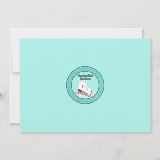 Ice Skating Birthday Invitation AQUA Ice Princess Kaart (Achterkant)