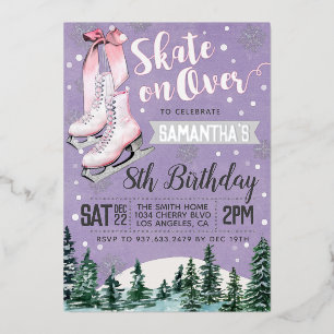 Ice Skating Birthday Invitation Folie Uitnodiging