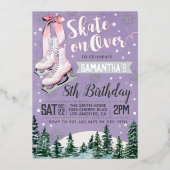 Ice Skating Birthday Invitation Folie Uitnodiging (Voorkant)
