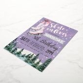 Ice Skating Birthday Invitation Folie Uitnodiging (Gedraaid)