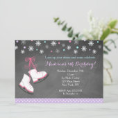 Ice Skating Birthday Invitation for Girls Kaart (Staand voorkant)