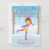Ice Skating Birthday Invitation - Girls Kaart (Voorkant)