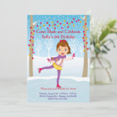 Ice Skating Birthday Invitation - Girls Kaart (Staand voorkant)