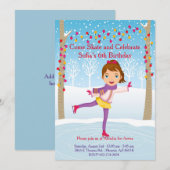 Ice Skating Birthday Invitation - Girls Kaart (Voorkant / Achterkant)