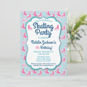 Ice Skating Birthday Invitation Girls Party nodigt Kaart (Staand voorkant)