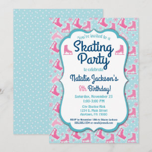 Ice Skating Birthday Invitation Girls Party nodigt Kaart
