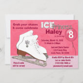 Ice Skating Birthday Invitation HOT PINK Princess Kaart (Voorkant)