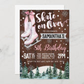 Ice Skating Birthday Invitation Kaart (Voorkant / Achterkant)
