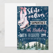 Ice Skating Birthday Invitation Kaart (Voorkant / Achterkant)