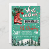 Ice Skating Birthday Invitation Kaart (Voorkant / Achterkant)